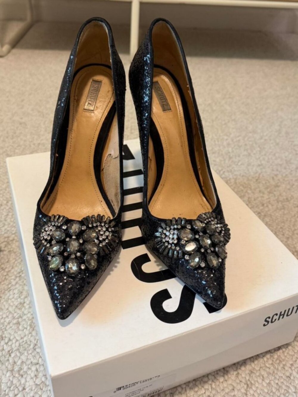 Schutz Women's Black and Navy Courts